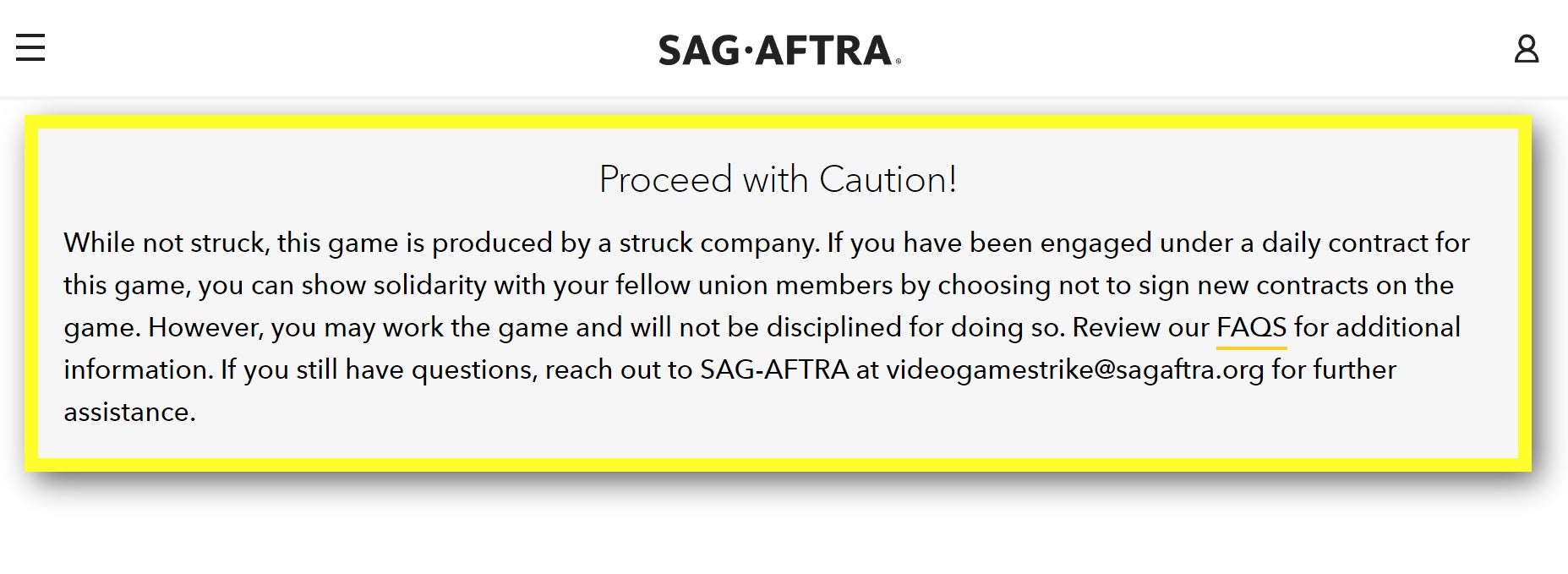 Screenshot shows SAG-AFTRA warning about GTA 6 work. 